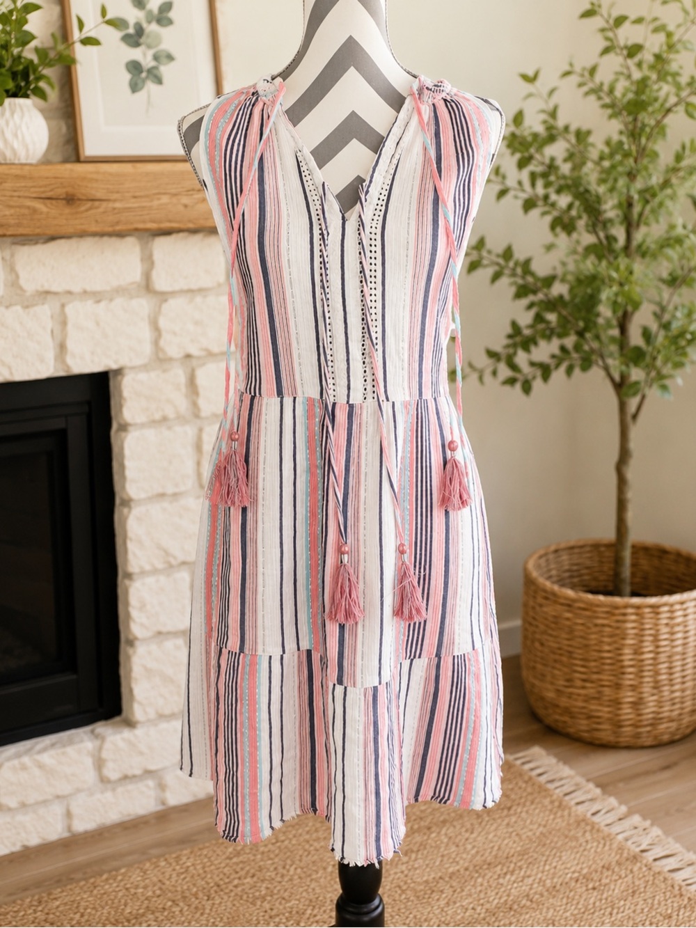 Tommy Bahama Mykonos Gauze Stripe Coverup Dress Size Large